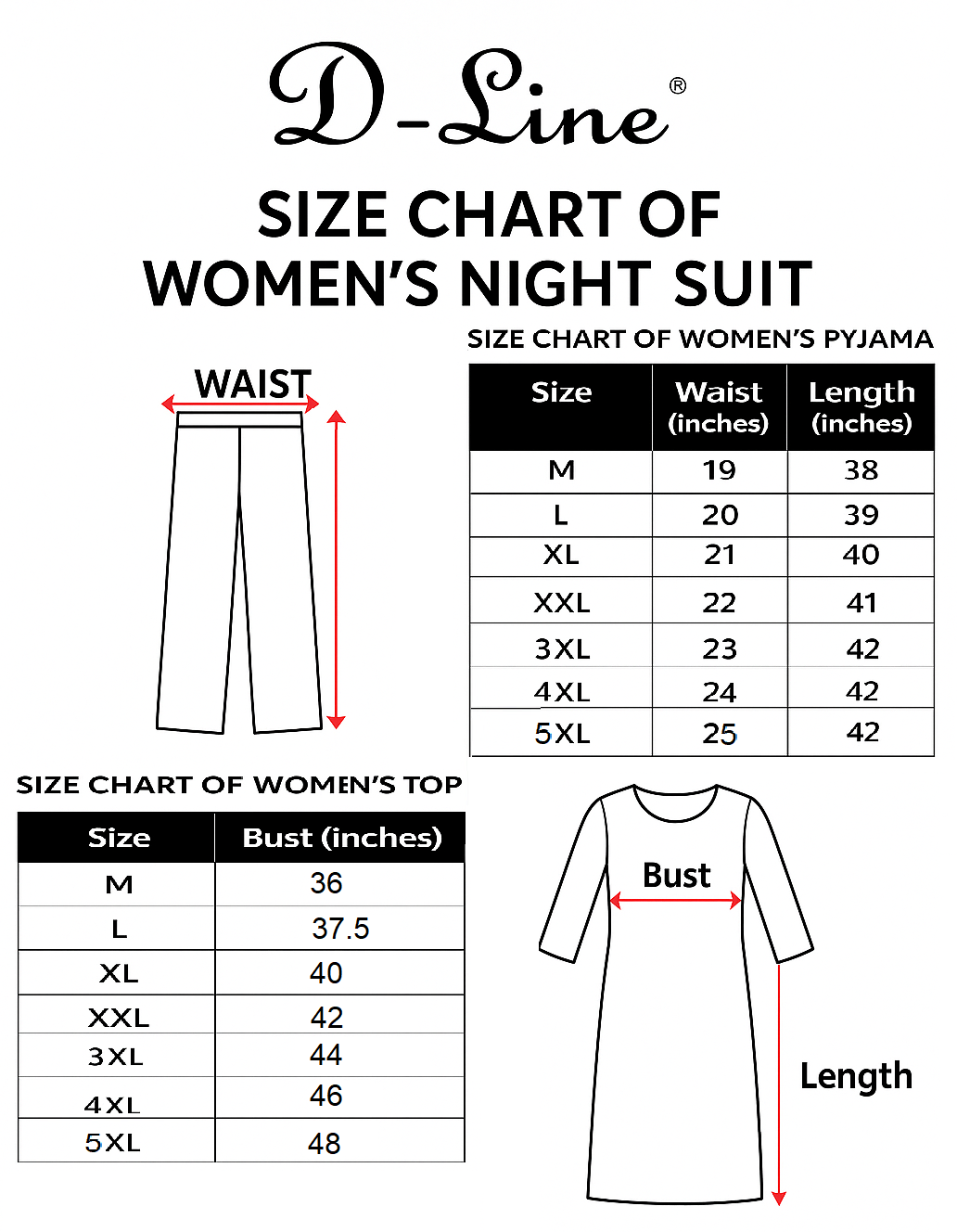 D-LINE Women's Cotton Nightwear Set – Long Top & Pajama with Buttoned Neck Design (#2950)