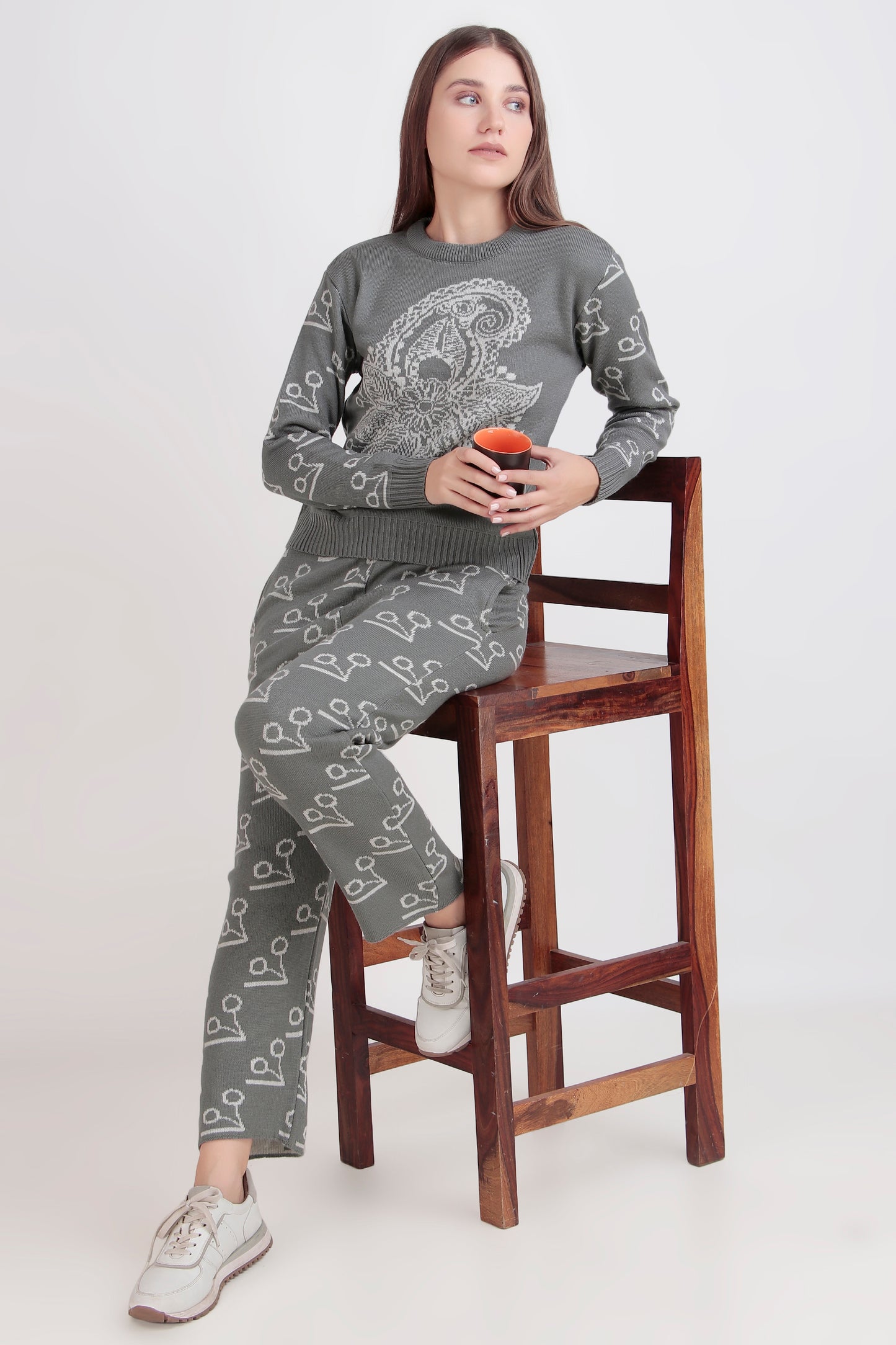 Woolen Co-ord Set - Round Neck, Daffodil Fabric