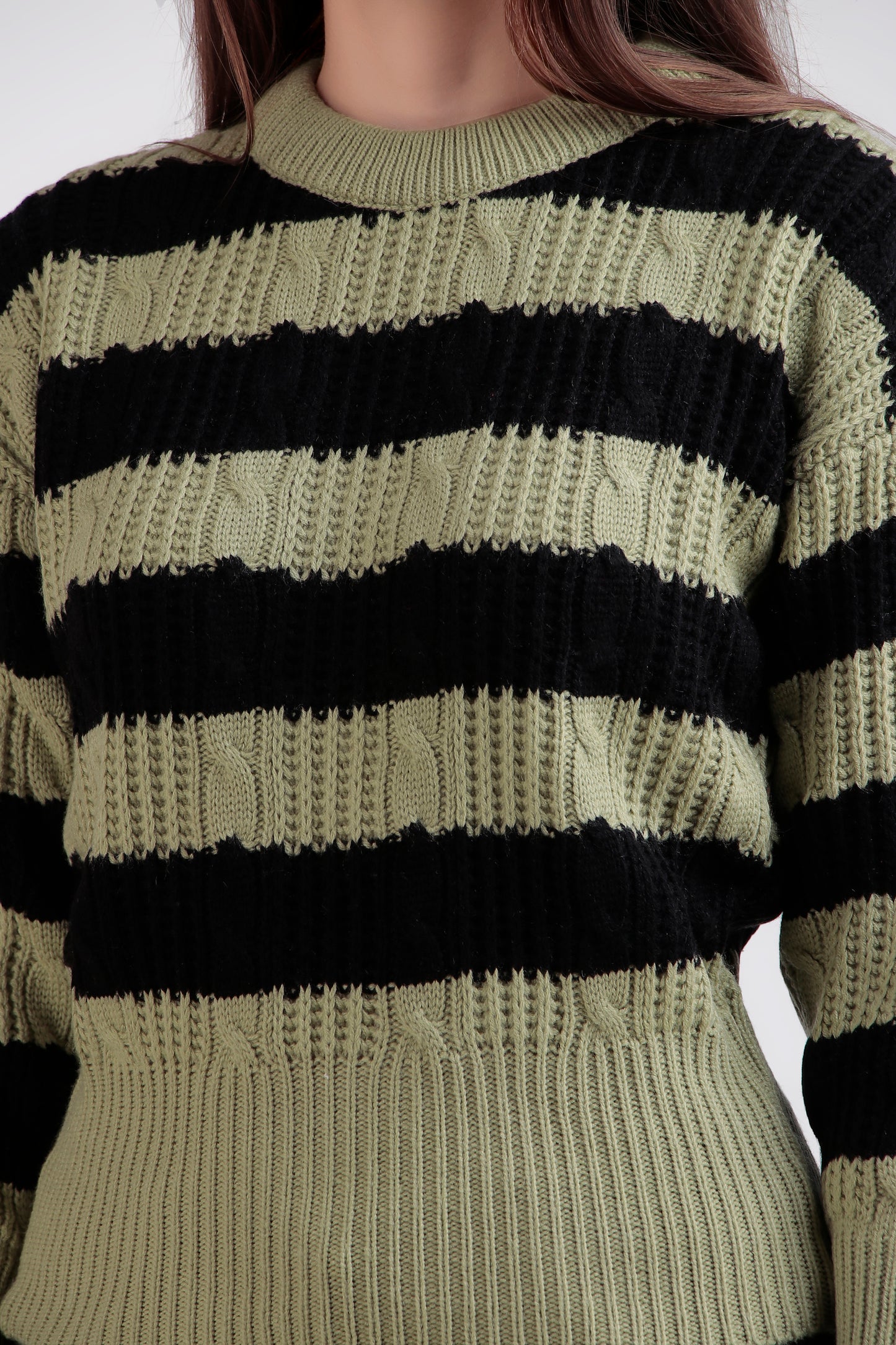 Women's Crop Wool Sweater - Soft & Warm Pullover | Black Patched