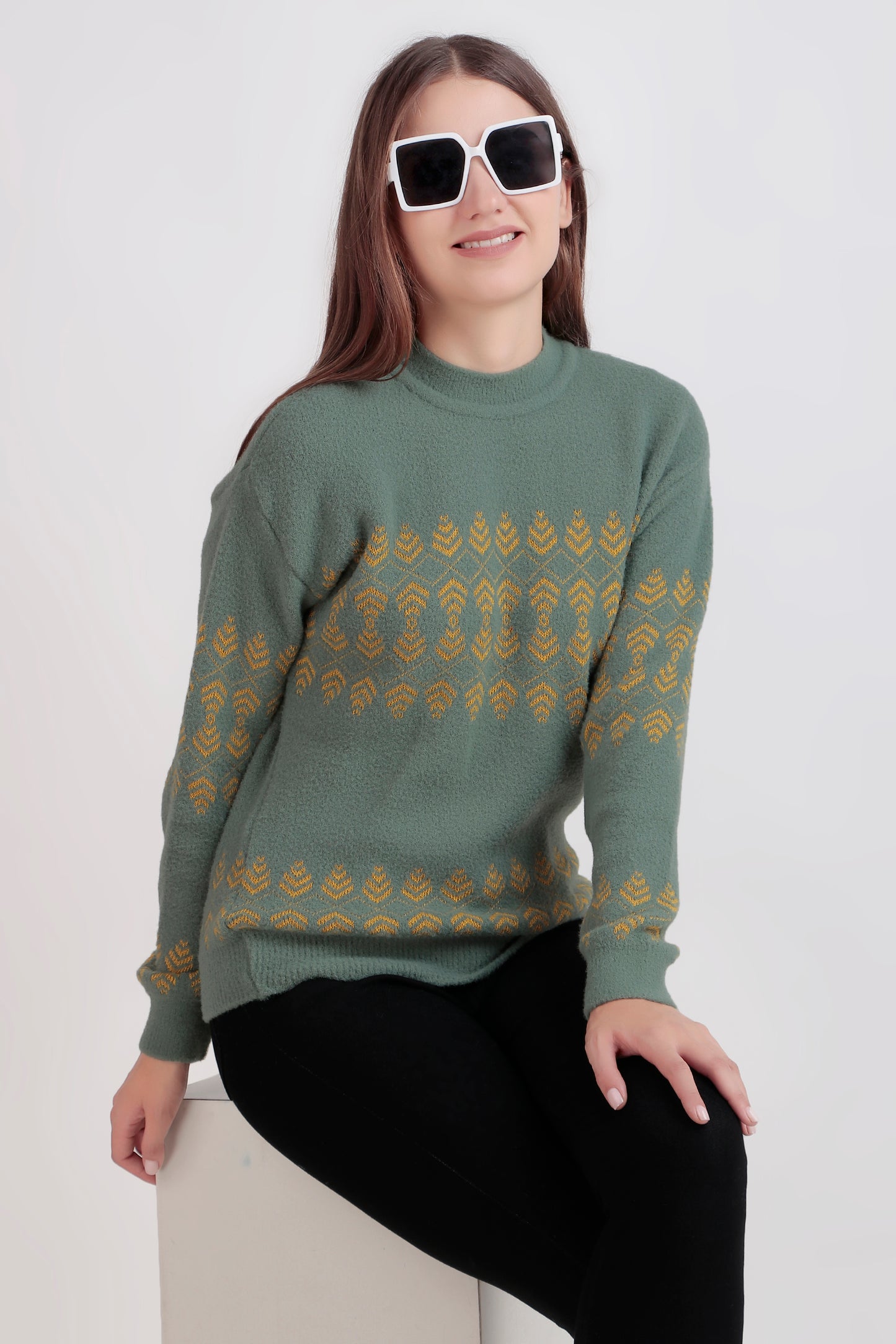 Women's Crop Wool Sweater - Soft & Warm Pullover | Suede