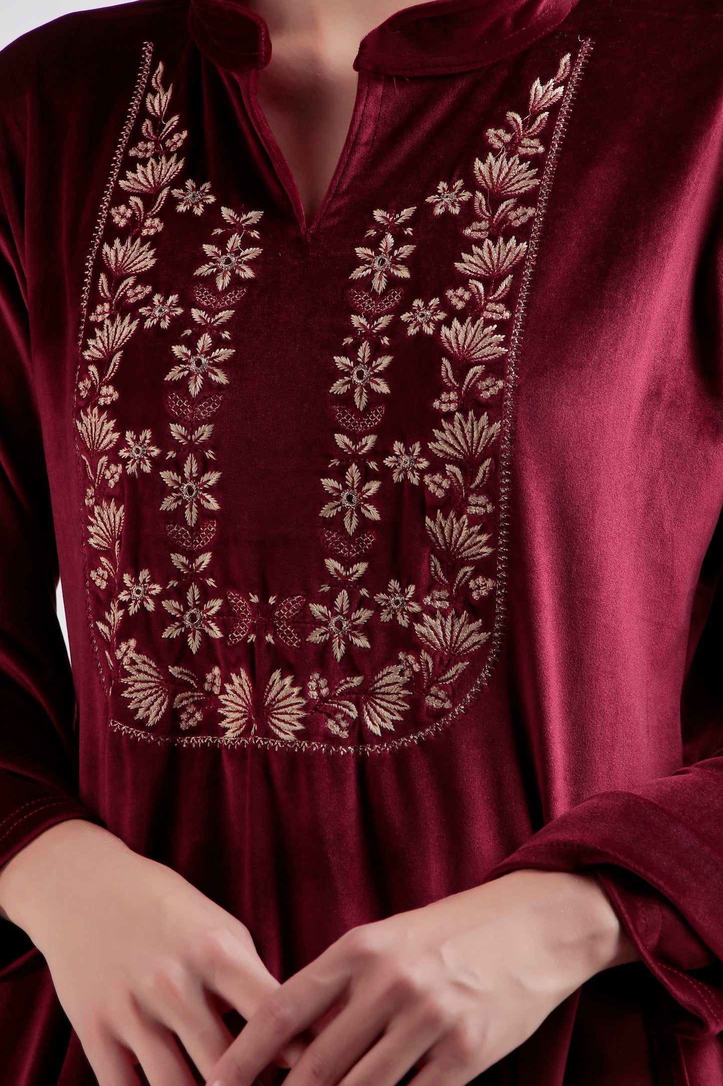 Premium Velvet Kurti Palazzo Set with short stole - 3 Piece Shiny Liberty Fabric