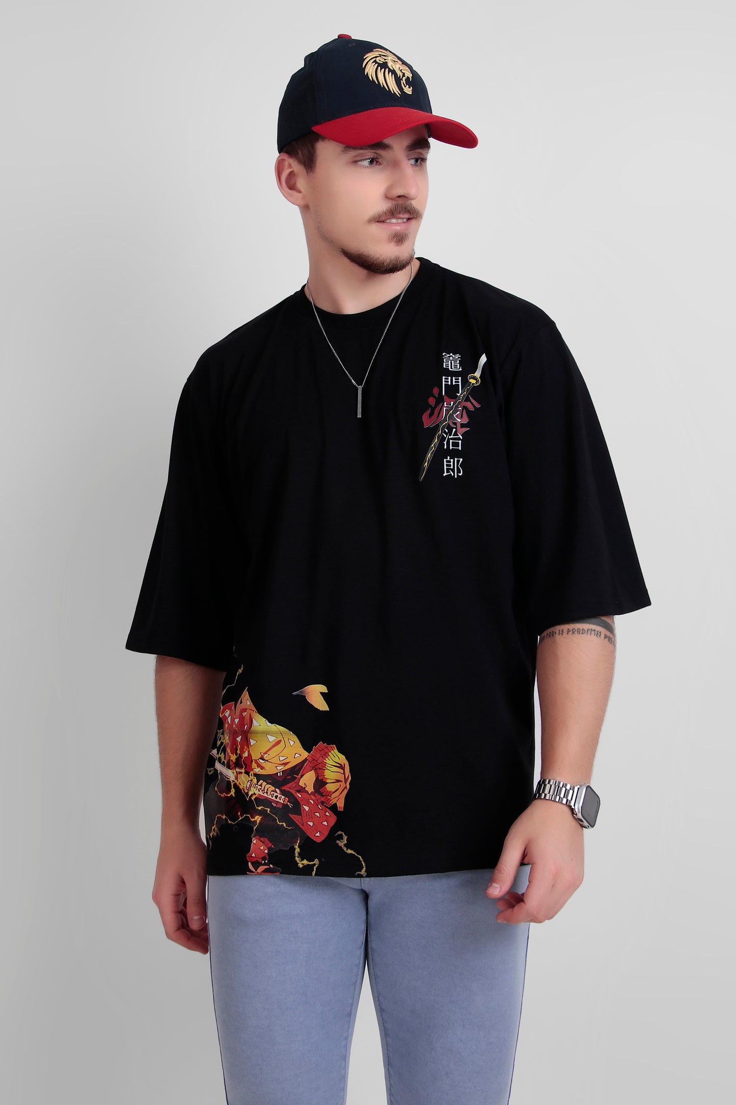 ALPHA-BETA Demon Slayer Black Anime T-Shirt | Unisex Oversized Fit | “Zenitsu Agatsuma”