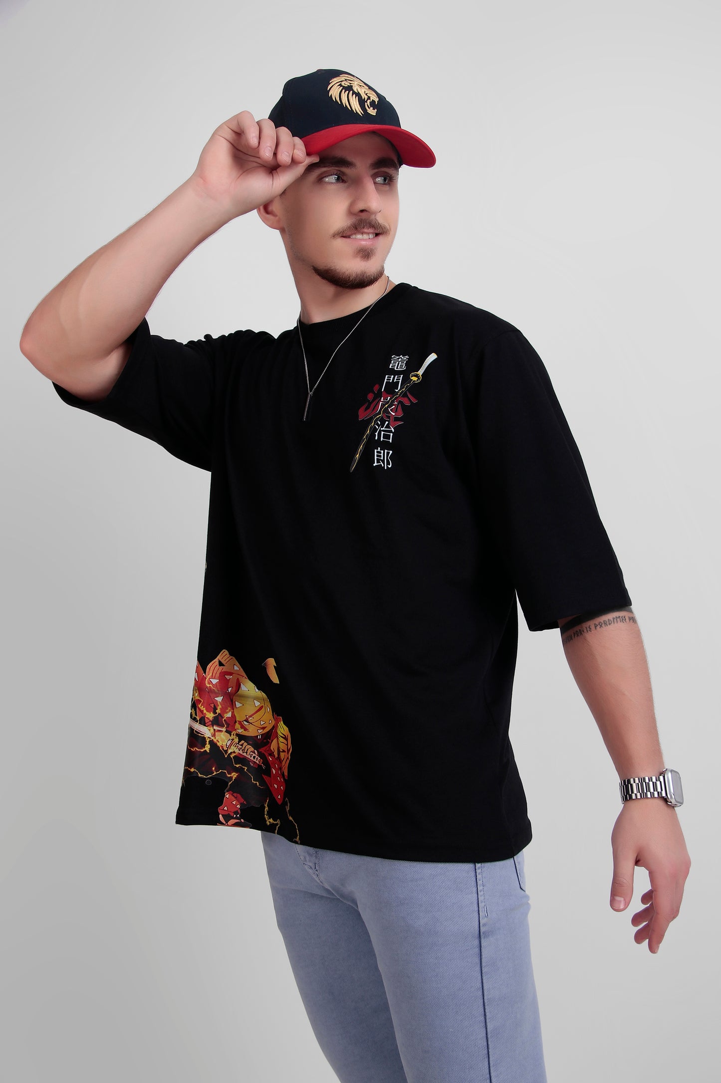 ALPHA-BETA Demon Slayer Black Anime T-Shirt | Unisex Oversized Fit | “Zenitsu Agatsuma”