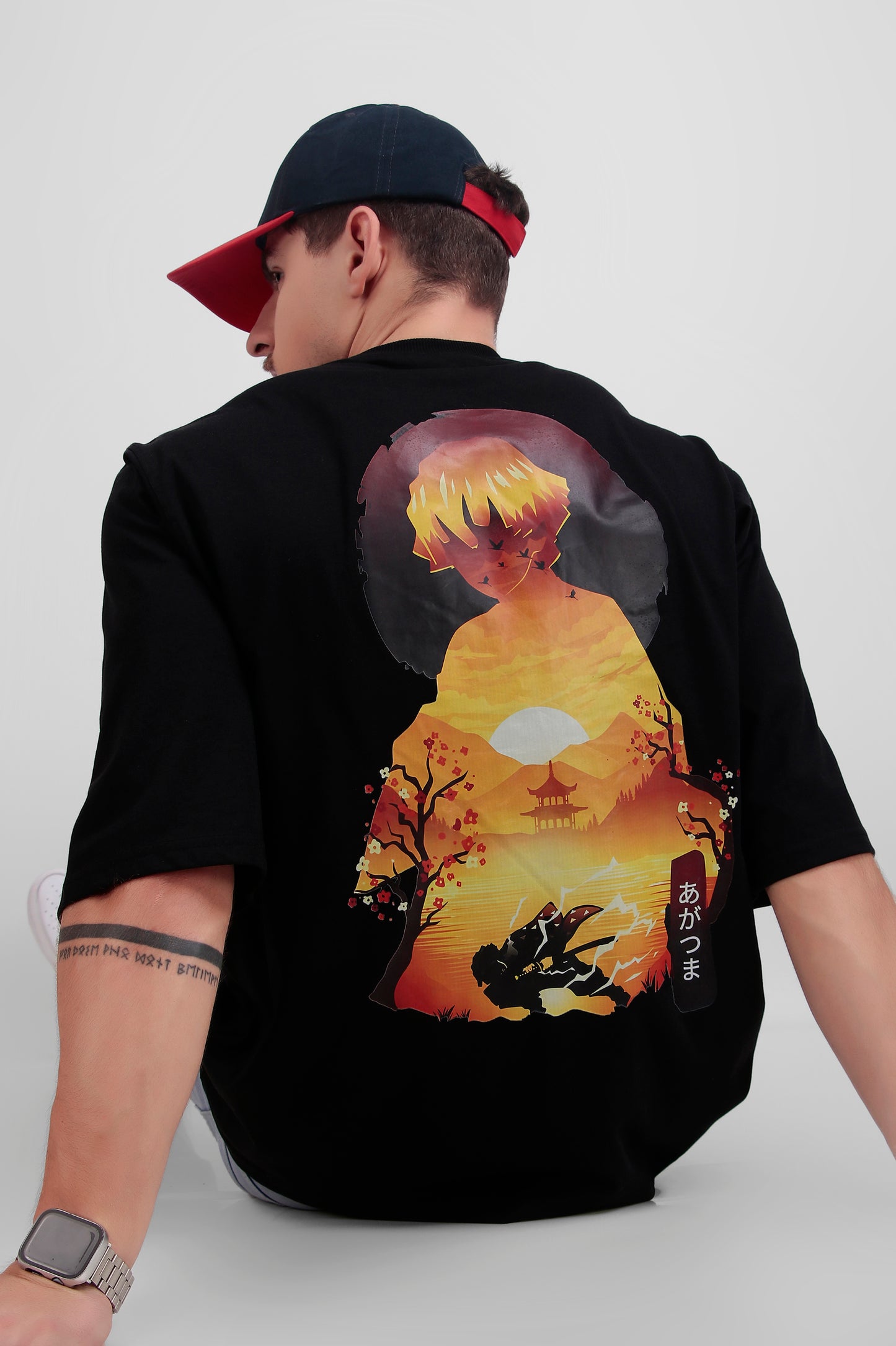 ALPHA-BETA Demon Slayer Black Anime T-Shirt | Unisex Oversized Fit | “Zenitsu Agatsuma”