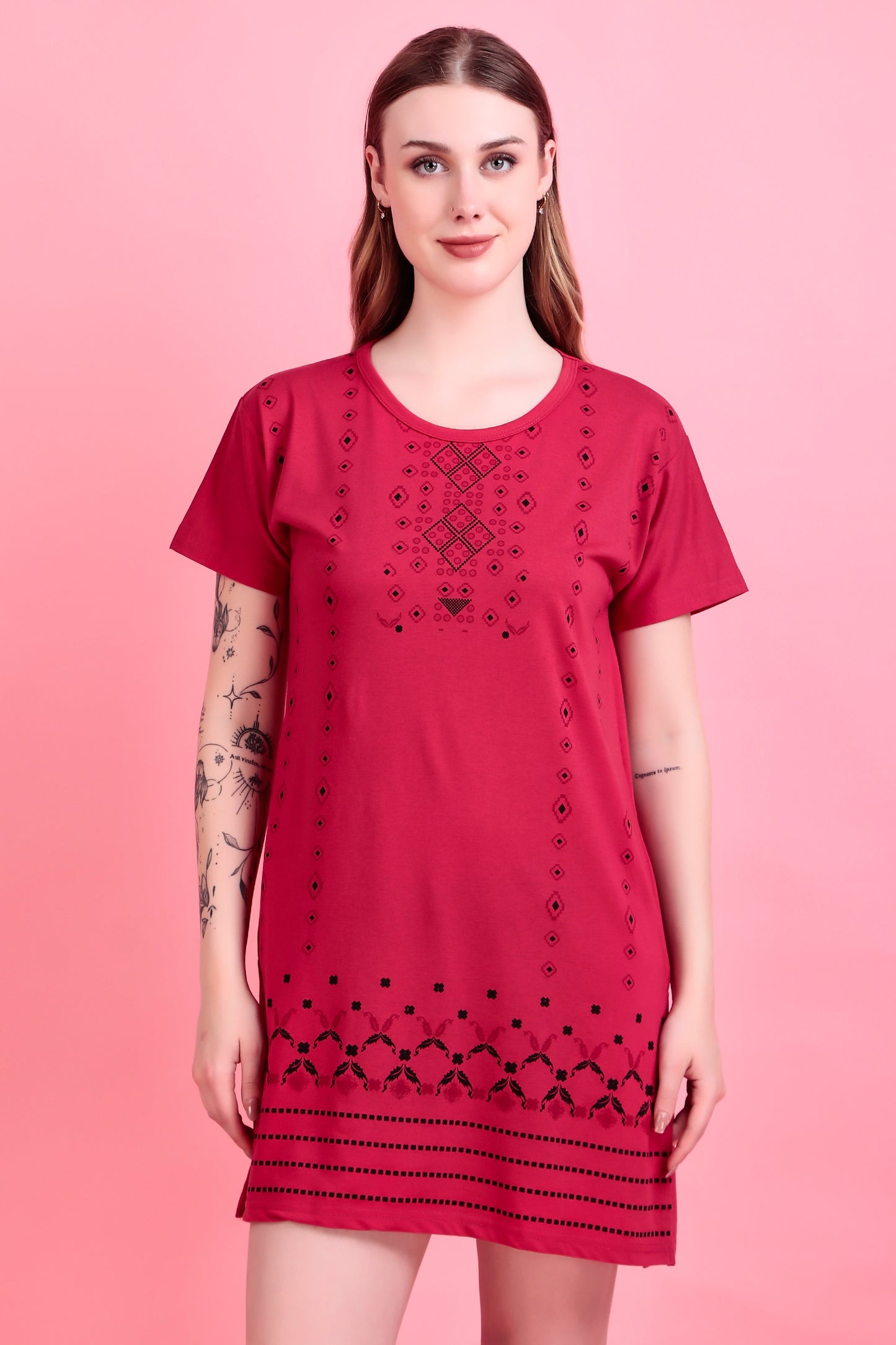 D-LINE Women's Cotton Printed Long Tshirt Combo (Pack of 3)