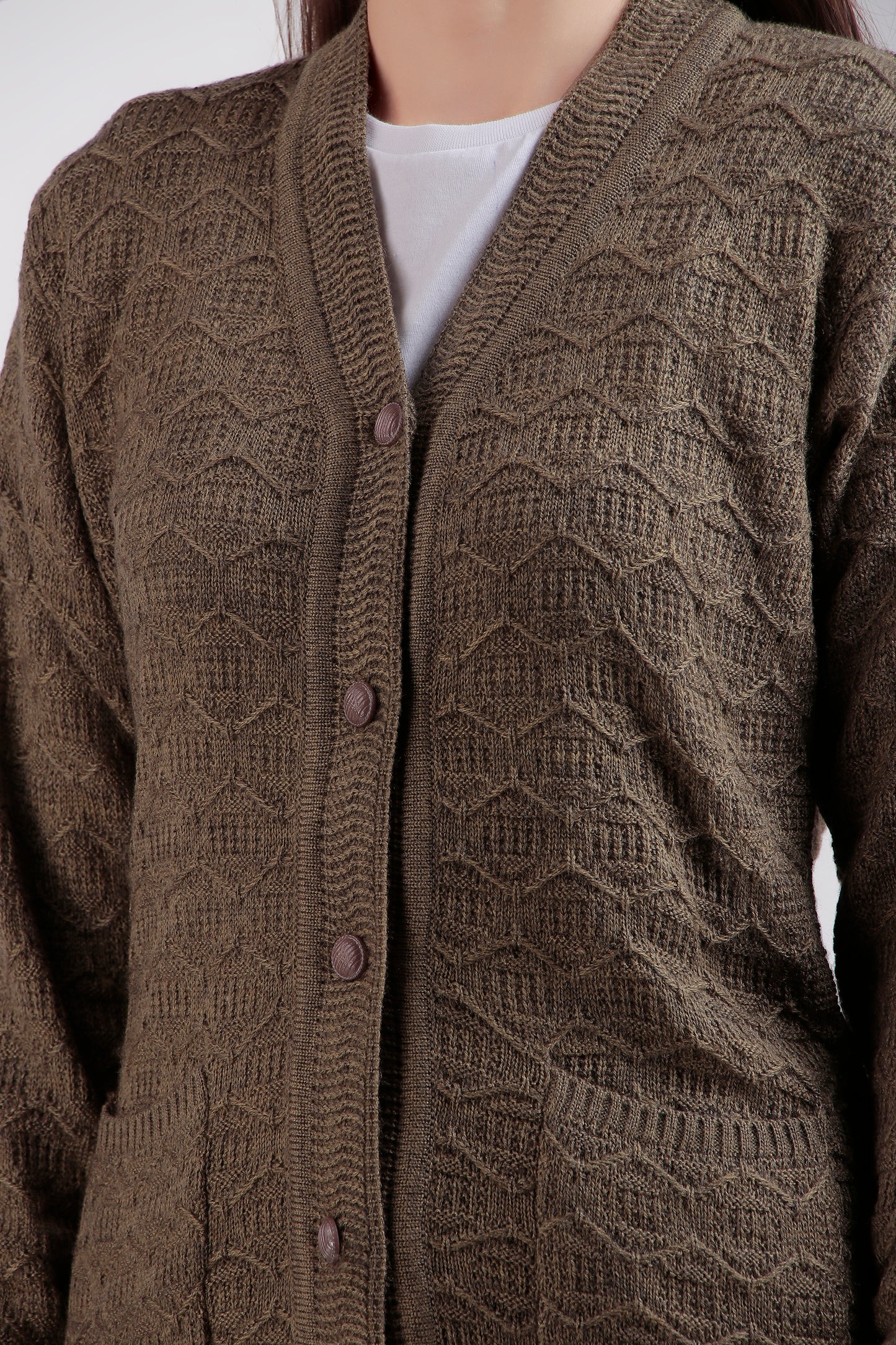 Full-Sleeve Woolen Cardigan with Buttons