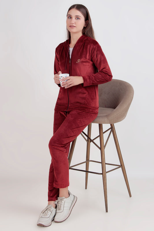 Corduroy Tracksuit Set with Zipper Hoodie and Pajama