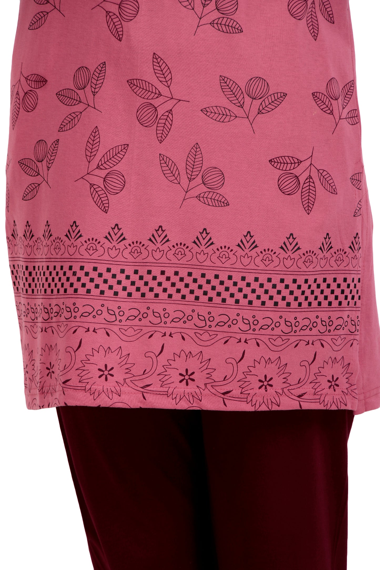 D-LINE Women's Cotton Nightwear Set – Long Top & Pajama with Buttoned Neck Design (#2950)