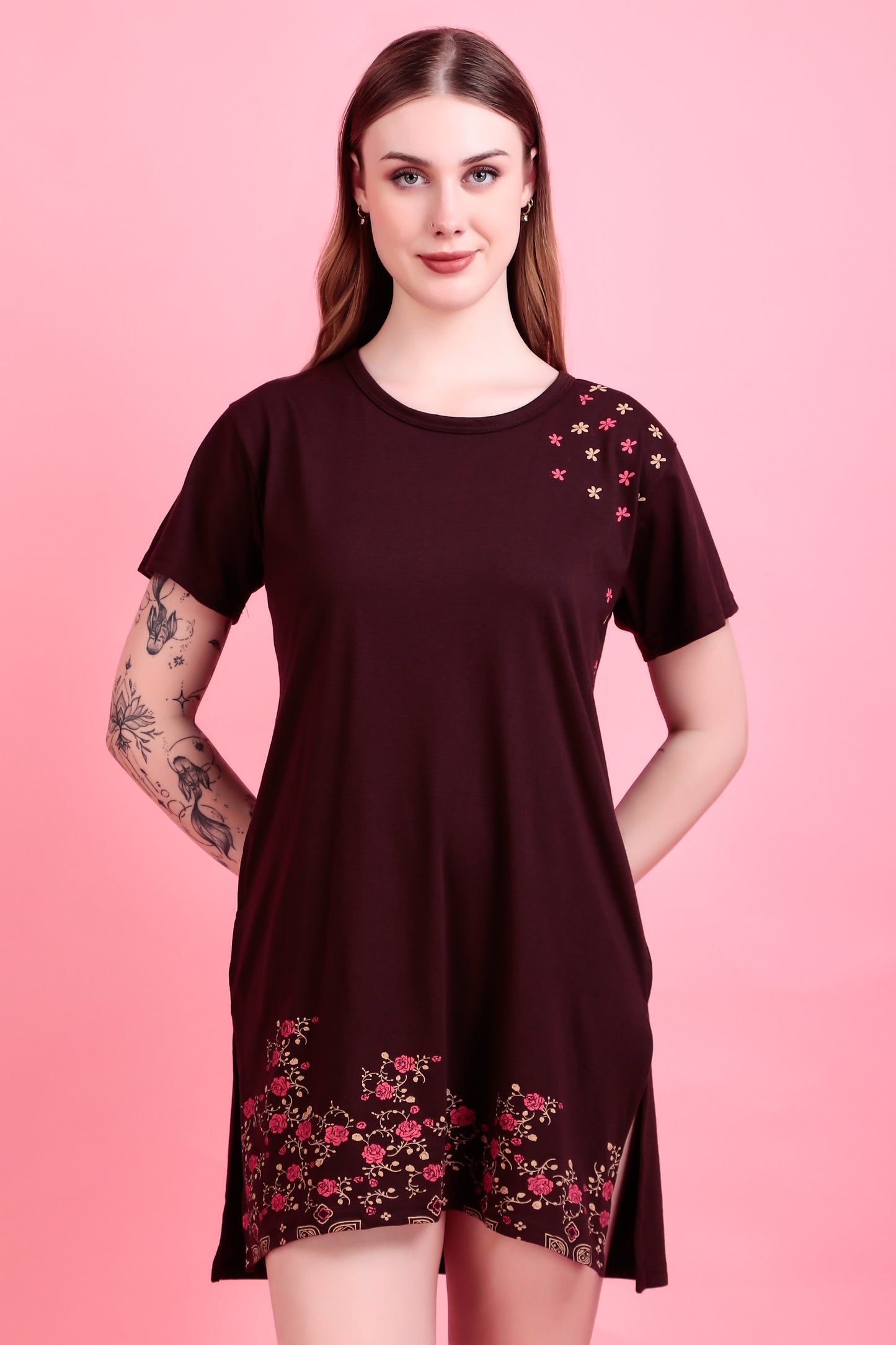 D-LINE Women's Cotton Printed Long Tshirt Combo (Pack of 3)