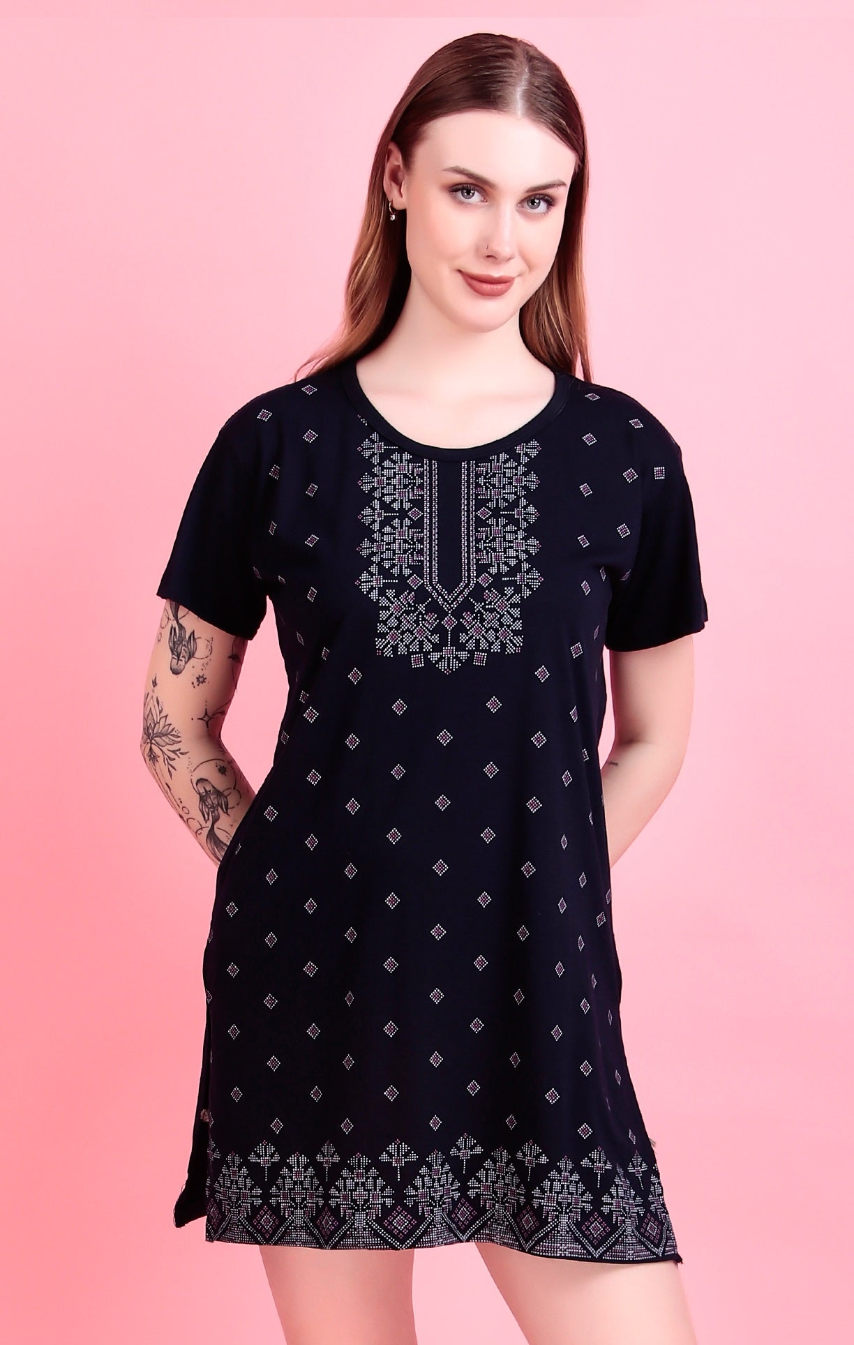 D-LINE Women's Cotton Printed Long Tshirt Combo (Pack of 3)