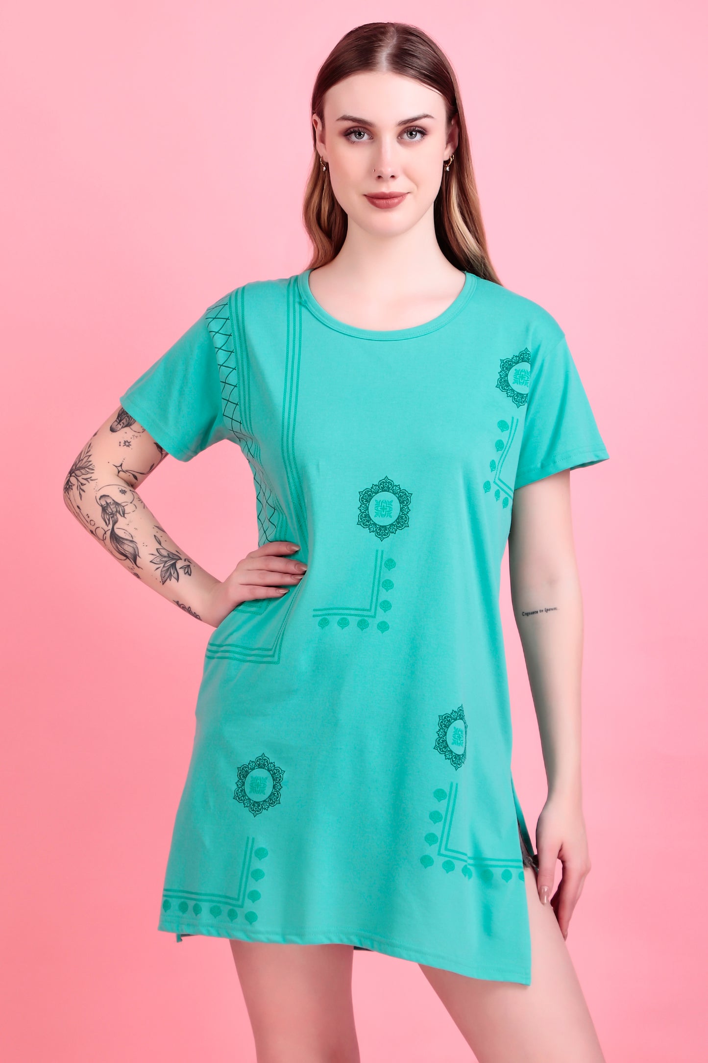 D-LINE Women's Cotton Printed Long Tshirt Combo (Pack of 3)