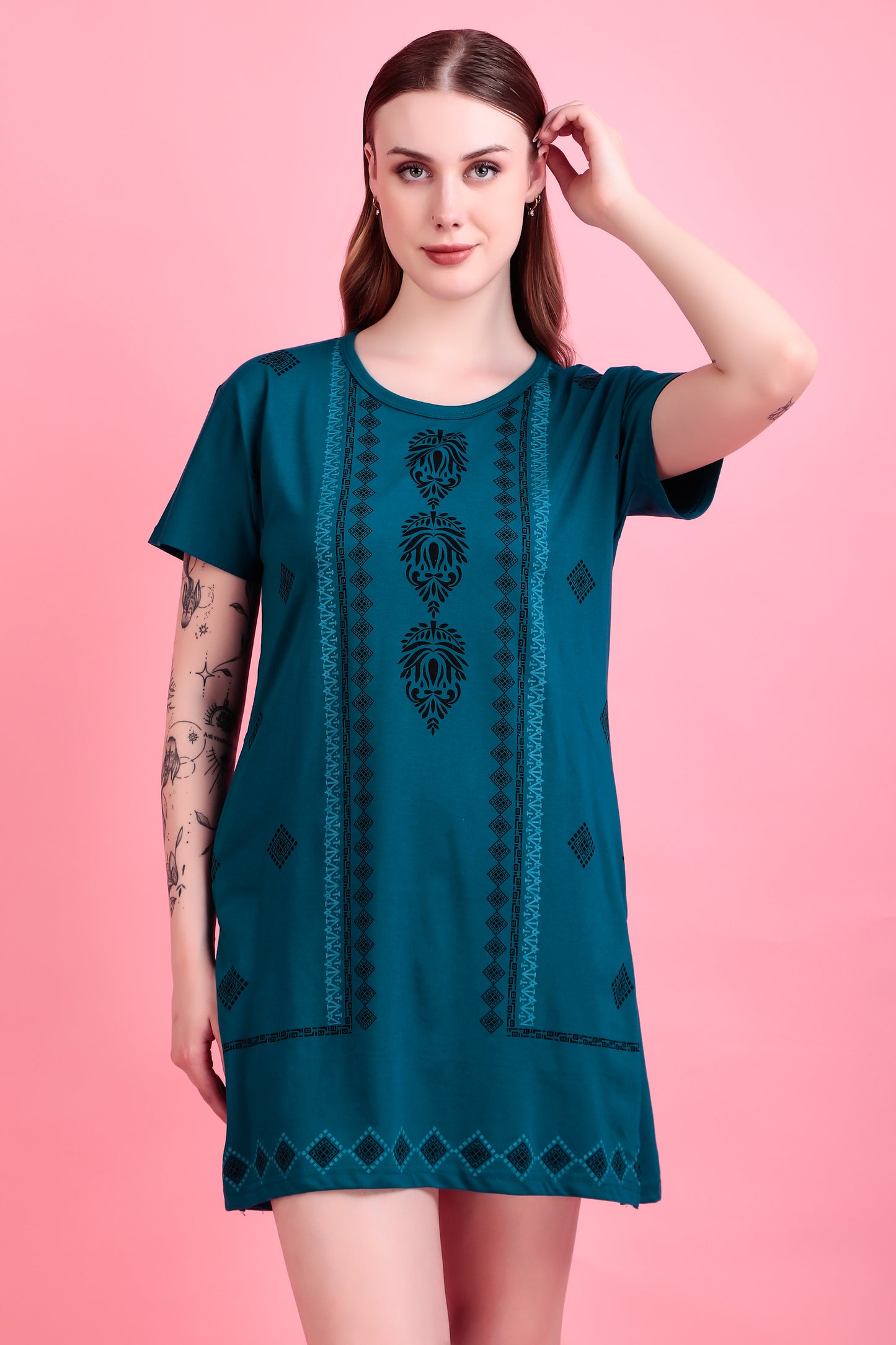 D-LINE Women's Cotton Printed Long Tshirt Combo (Pack of 3)