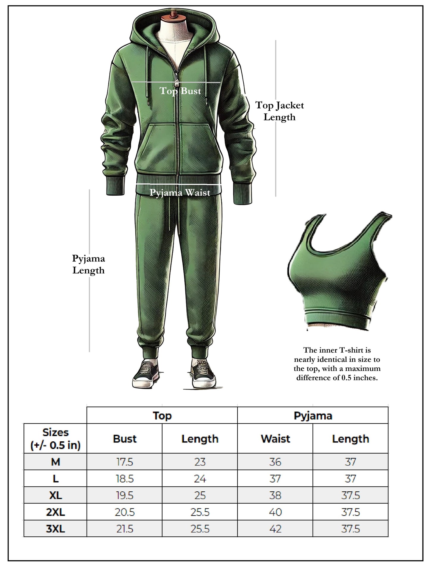 Velvet 3-Piece Tracksuit Set with Inner, Jacket and Pyjama