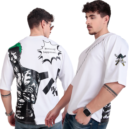 ALPHA-BETA Zoro - One Piece Anime T-Shirt | Unisex Oversized Fit | “Nothing Happened”